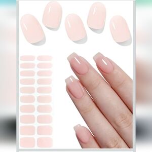 Sheer Nude Press-On‎ Nail Kit Jelly Beige UV Light Gel Nail Wraps Nail Strips